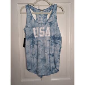 Tipsy Elves Tank Top Blue USA Scoop Neck Racerback Patriotic Women's L(1076)